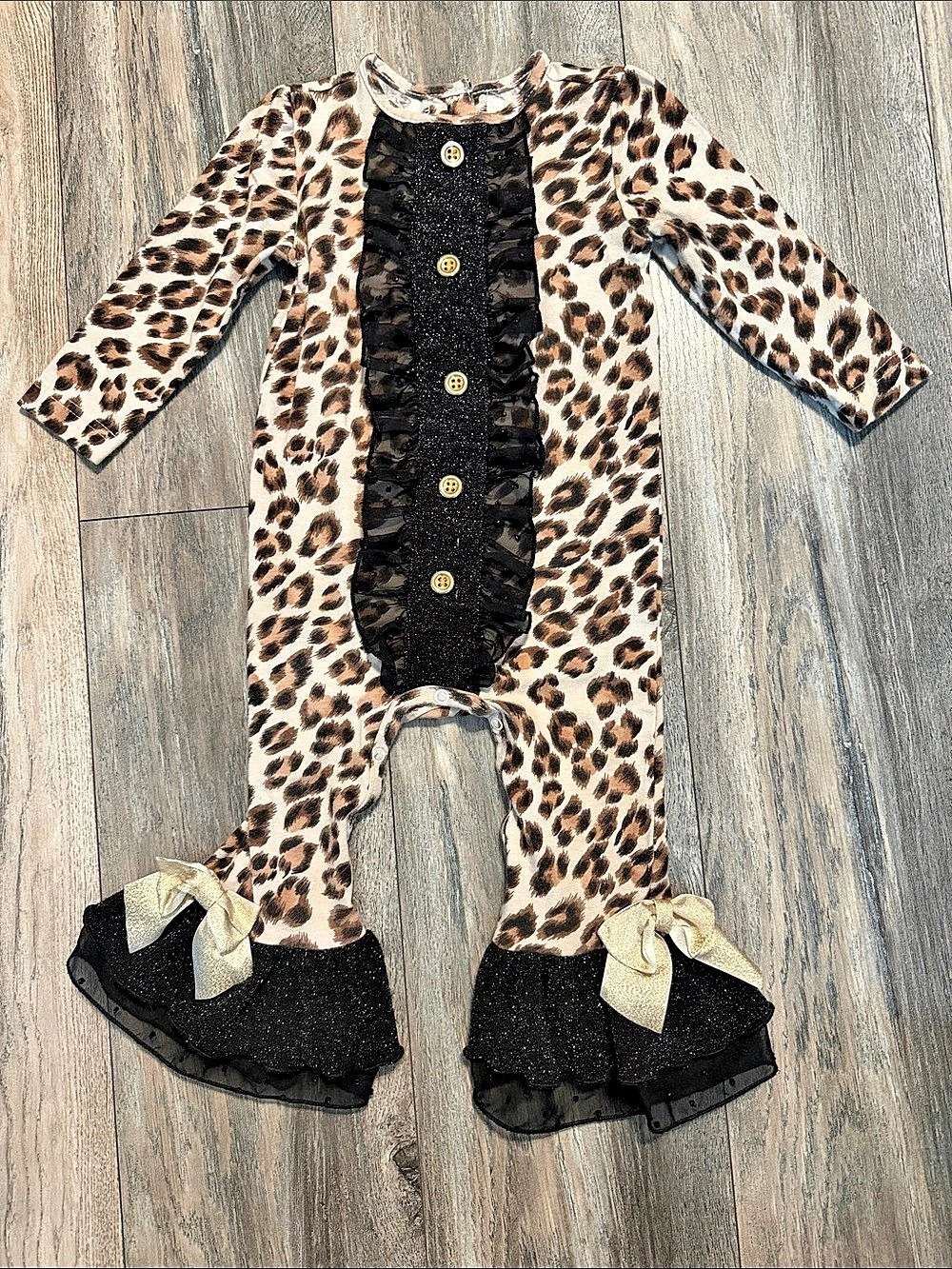 Ricrac ac Ruffles Rompers Leopard Print Baby 24M